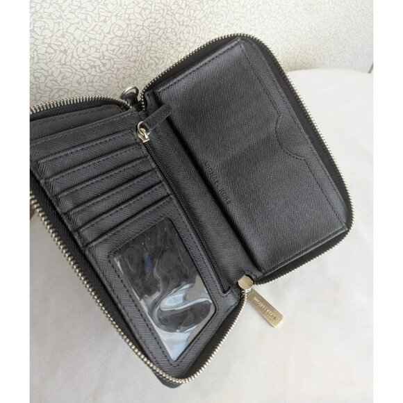 Michael Kors MK Signature Fulton Zip Around Multifunction Clutch Wallet Black - Picture 8 of 12